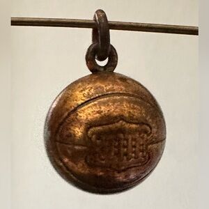 Antique Copper Basketball Charm Pendant with Embossing